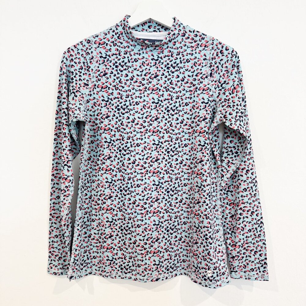 Movetes Sun Flex Mock Neck Long Sleeve Leopard Top Golf Outdoors‎ Rash Guard XS